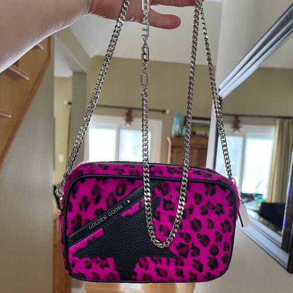 Authentic Golden Goose Star Bag - Fuschia Leopard Print - Picture 4 of 16